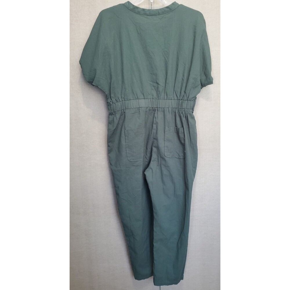 Baltic Born Cotton/Linen Green Short Sleeve Button-Up Jumpsuit Size XL Pockets - Picture 5 of 8